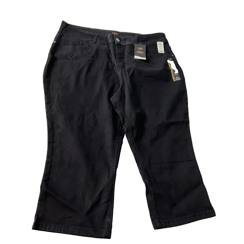 Lee Legendary Style Womens Capri Jeans 22W Plus Black Mid Rise 112331293